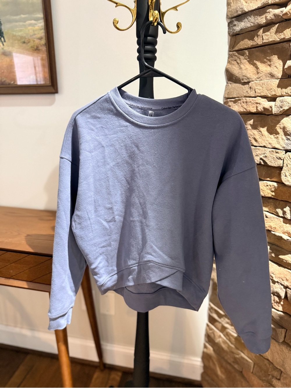 Calvin Klein Performance Sweatshirt Women’s Medium Blue Hi Low Crewneck Pullover
